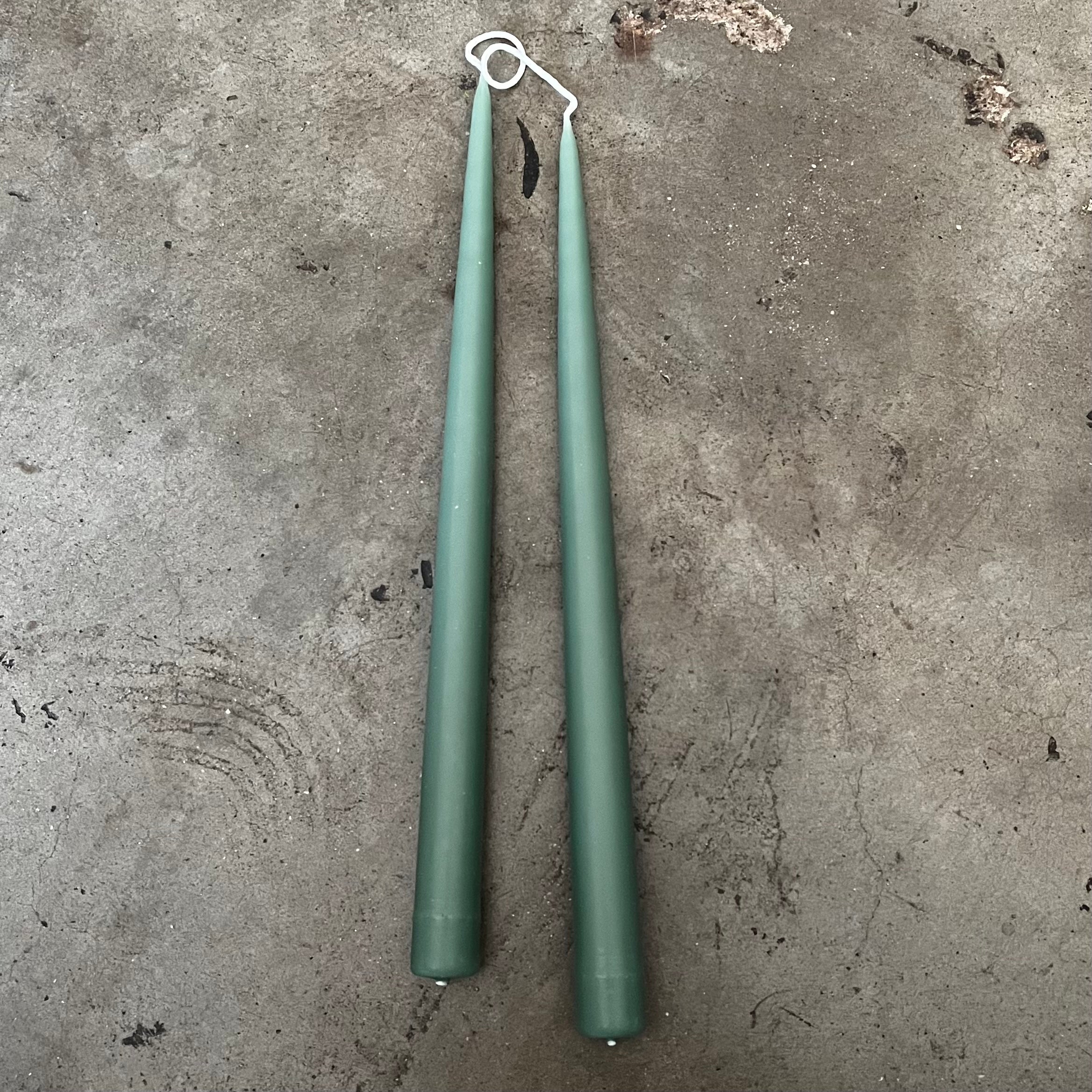 Sage green tapers