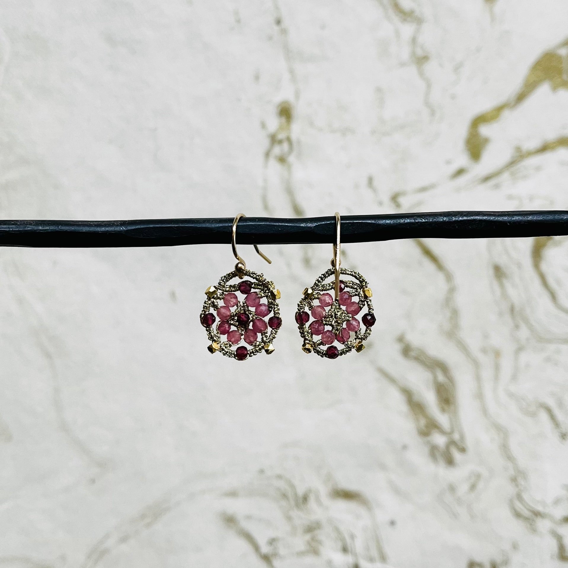 tourmaline and garnet earrings